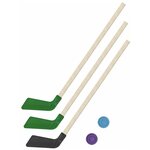 Набор Задира-плюс 3 клюшки хоккейных 80 см и 2 шайбы, КЛ2-Ш2-КЛ-Ш - изображение