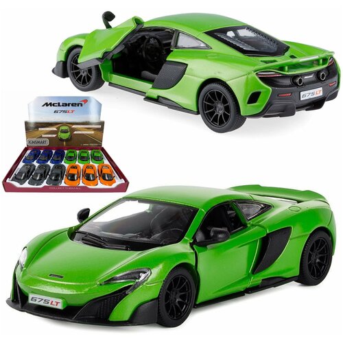 Машинка Кинсмарт McLaren 675LT 1:36, зеленый легковой автомобиль welly mclaren 675lt coupe 43757 1 38 19 см микс
