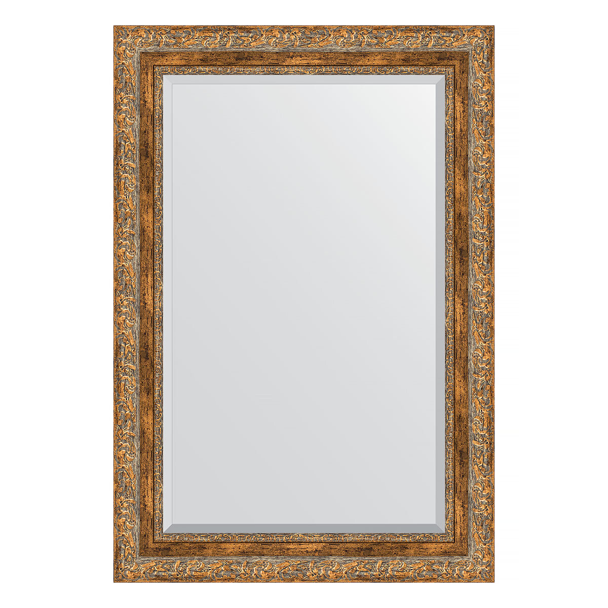 Зеркало настенное с фацетом EVOFORM в багетной раме виньетка античная бронза, 65х95 см, для гостиной, прихожей, спальни и ванной комнаты, BY 3436