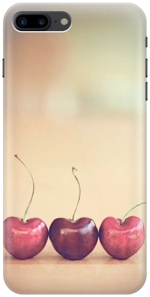 Силиконовый чехол на Apple iPhone 8 Plus / 7 Plus / Эпл Айфон 7 Плюс / 8 Плюс с рисунком "Три черешни"