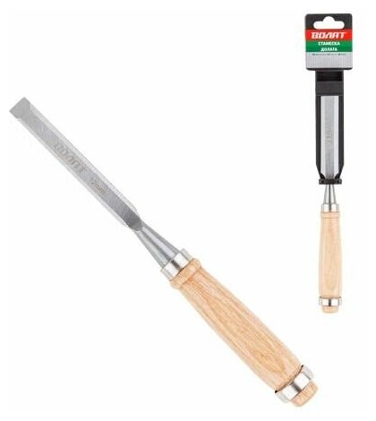 фото Стамеска плоская 12мм волат (деревянная рукоятка, металлическое кольцо) (15050-12)