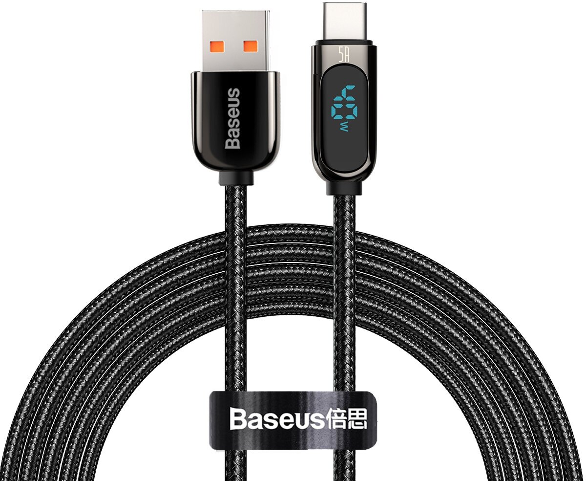 Кабель Baseus Display Fast Charging Data Cable USB to Type-C 5A 2m Black (CATSK-A01)