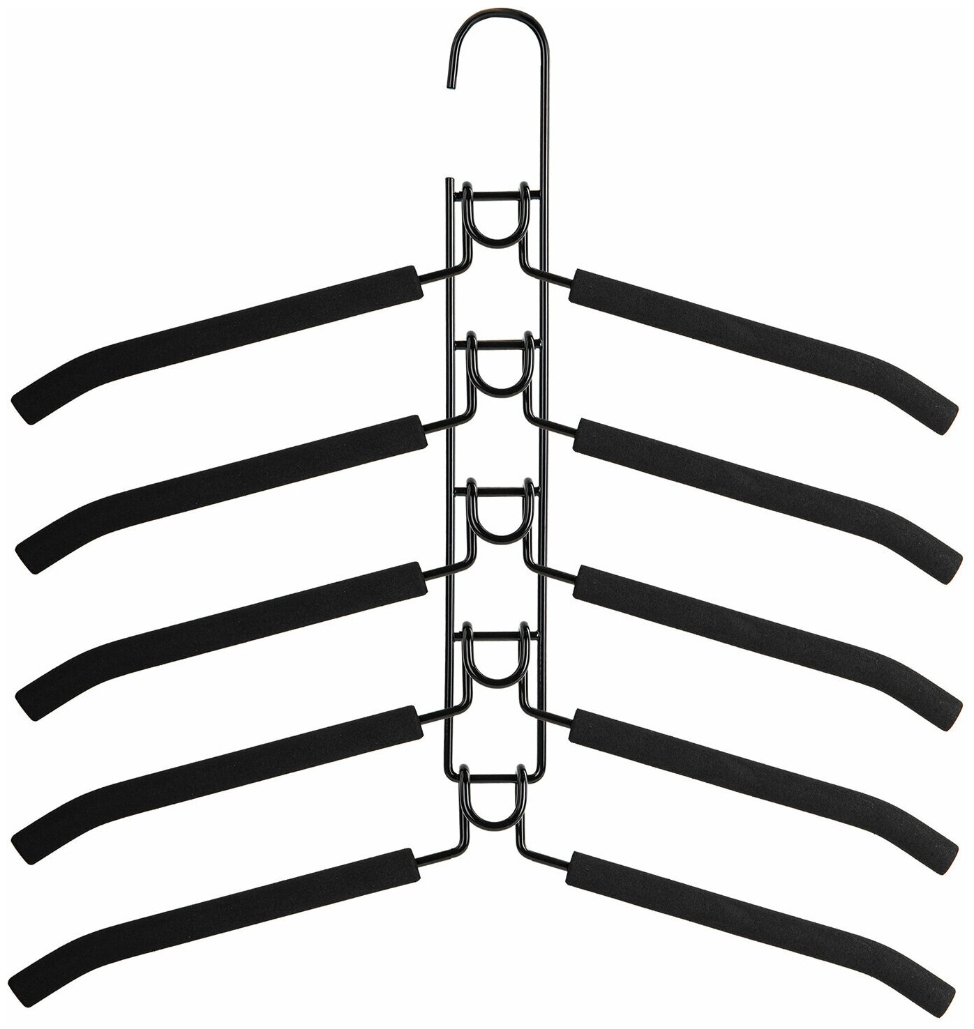 Вешалка-плечики трансформер, 5 плечиков, металл с покрытием, черные, BRABIX, 607474