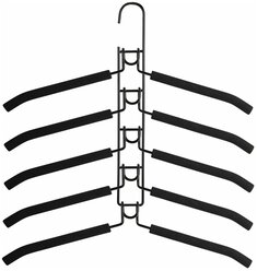 Вешалка-плечики трансформер, 5 плечиков, металл с покрытием, черные, Brabix Ultra, 607474