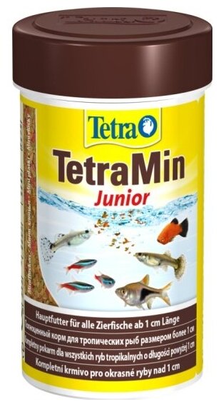 Корм основной для всех видов рыб Tetra Min Mini Junior мелкие хлопья, 100 мл