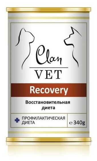 Clan Vet Recovery влажный корм для взрослых кошек всех пород, восстановительная диета 340 гр (10 шт)