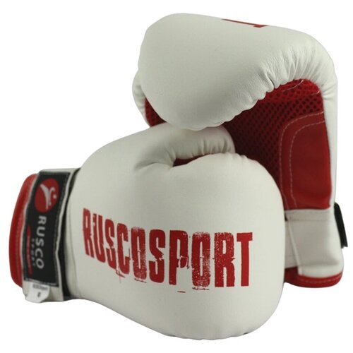 Перчатки боксерские Rusco Sport бело-красные, кож. зам. (6 OZ)