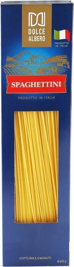 Макароны DOLCE ALBERO Spaghettini спагетти твердые сорта, 450г - фотография № 1