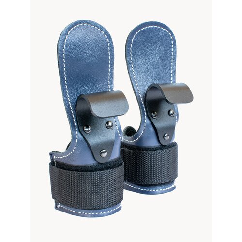 Крюки для перекладины и тяги ReKoy FG006 кожаные синие, 2 шт.