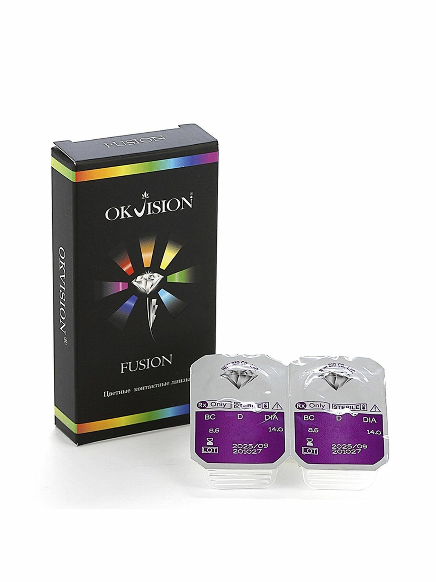 Линзы Okvision Fusion 8,6/14,0 (-3,50) №2/Brilliant Blue контактные линзы квартальной замены