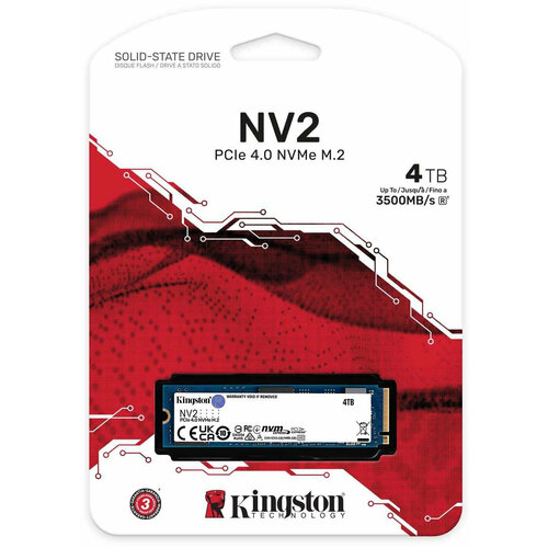 KINGSTON Накопитель SSD Kingston PCIe 4.0 x4 4TB SNV2S/4000G NV2 M.2 2280 SNV2S/4000G жесткий диск ssdm 2 1tb kingston nv2 pcie 4 x4 r3500 w2100mb s snv2s 1000g 320 tbw