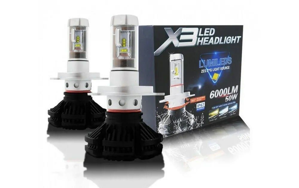 Светодиодные лампы X3 Led Headlight ZES 50W/6000lm/H4 пара