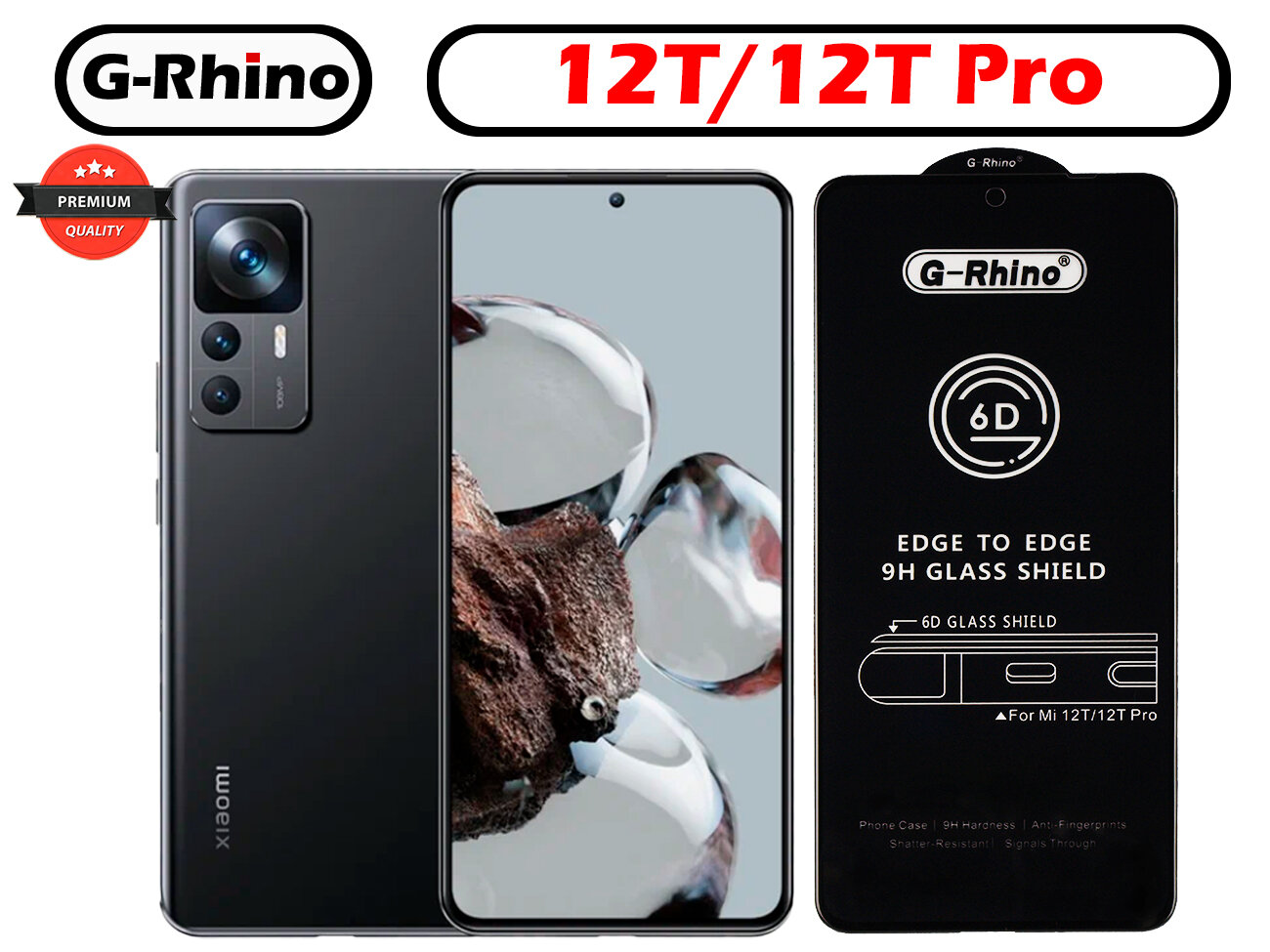 фото Защитное стекло G-Rhino для Xiaomi 12T , 12T Pro / Закаленная прозрачная защита 9H на экран для смартфона Ксиаоми / Противоударная бро