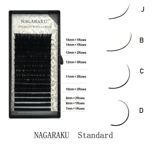 NAGARAKU, Ресницы для наращивания 0,12-C-(7-15 мм) mix