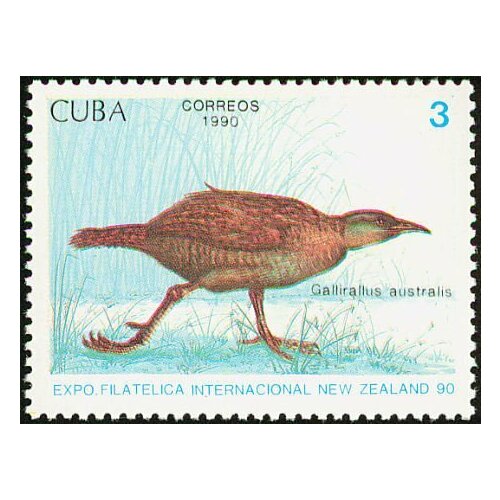 (1990-056) Марка Куба Пастушок-уэка Птицы III Θ 1983 080 марка куба кубинский тиарис птицы iii θ