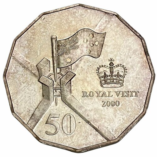 Австралия 50 центов 2000 г. (Королевский визит в 2000 году) (Ag) клуб нумизмат монета 50 сантим бельгии 1866 года серебро леопольд ii