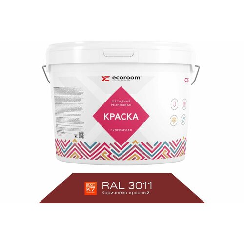 ECOROOM Краска резиновая фасадная , RAL 3011 коричнево-красный, 2,4 кг , Е-Кр -3582/3011