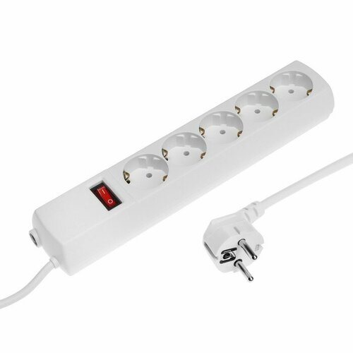 Сетевой фильтр Юнивольт, 5 гнезд, 3 м, 15 А, 3000 Вт, белый