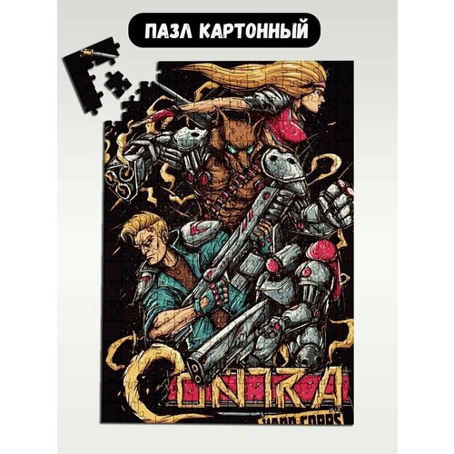 Пазл картонный 39,5х28 см, размер А3, 300 деталей, модель игра Contra Contra Hard Corps - 709