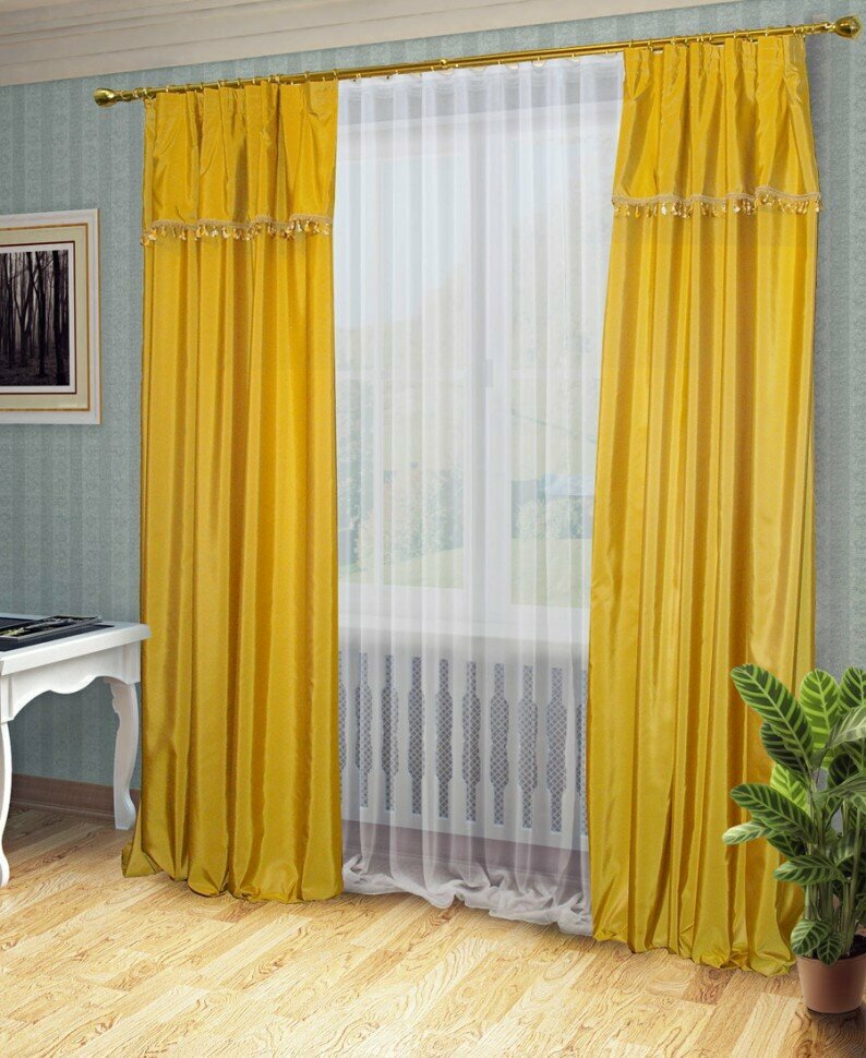 фото Комплект штор "Иона"(т. золото). Портьера ш.180 х в.260 см. - 2 шт