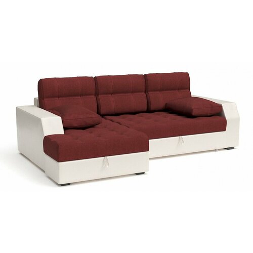 Диван раскладной угловой/Диван-кровать Эвелина, цвет красный/бежевый