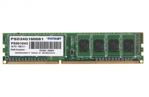 PATRIOT MEMORY Оперативная память PATRIOT MEMORY Patriot DDR3 4Gb 1600MHz pc-12800 Signature CL11 1.5V (PSD34G160081B)