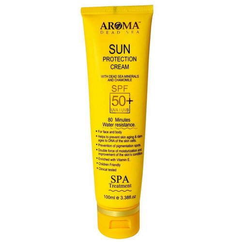 Крем Aroma Dead Sea Крем Солнцезащитный увлажняющий SPF-50 с экстрактом ромашки и Минералами Мертвого моря, 100 мл