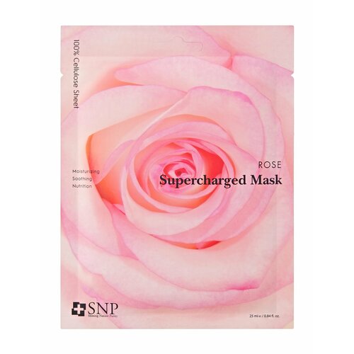 SNP Rose Supercharged Mask Маска тканевая для лица восстанавливающая с розовой водой, 25 мл snp coconut water supercharged mask