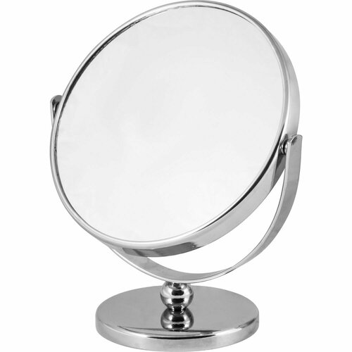 Зеркало настольное двустороннее, с увеличением, на ножке, d12, хромированный металл двустороннее косметическое зеркало bradex cosmetics с подсветкой и 5 кратным увеличением 1 мл