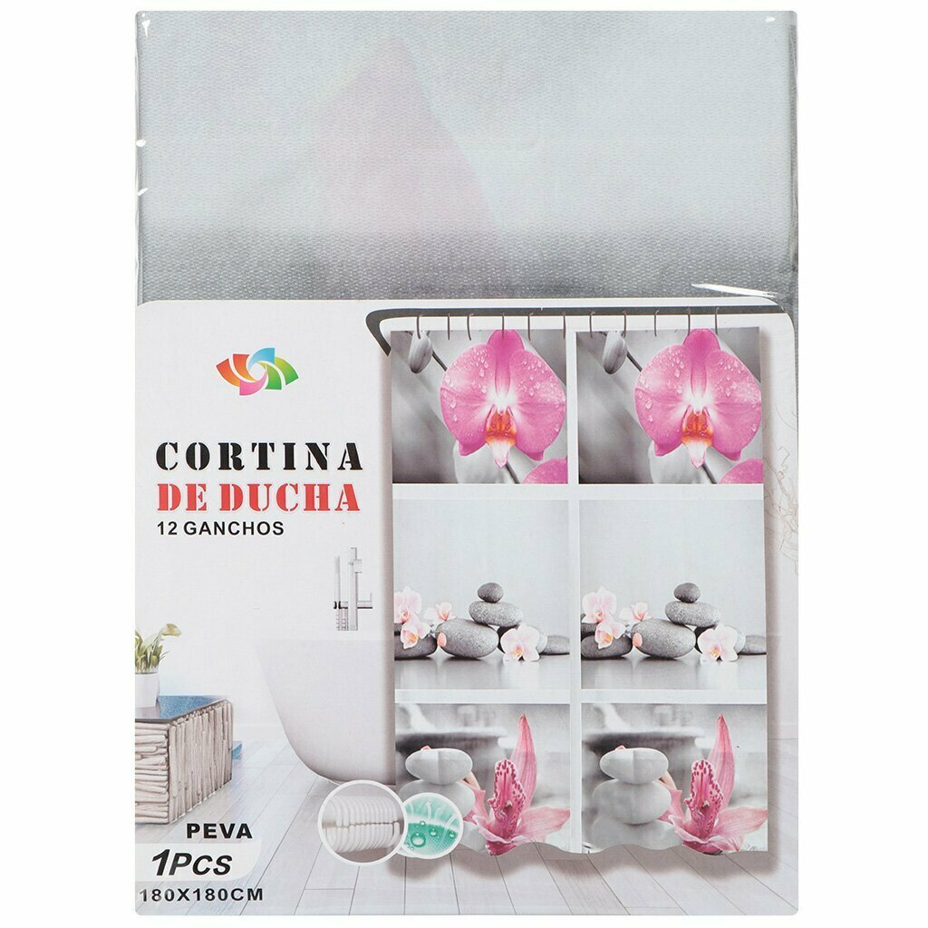 Штора для ванны Peva 180x180 см Стоун-терапия Y310 влагостойкая лёгкая
