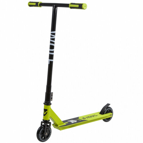 фото Novatrack самокат трюковый novatrack wolf 110 plastic el колеса 110мм (max 100кг) (черный/зеленый,110p. wolf. bgn9)