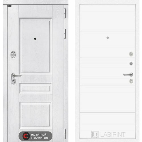 Входная дверь Labirint Versal 13 Белый софт 960x2050, открывание левое