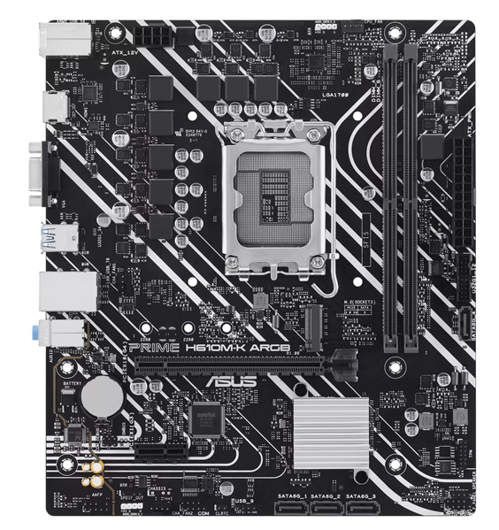 Материнская плата ASUS PRIME H610M-K ARGB, LGA1700, H610, 2*DDR5, VGA + HDMI, 4 SATA 6, M.2, USB 3.2, USB 2.0, mATX ; 90MB1G90-M0EAY0 (PRIME H610M-K ARGB)