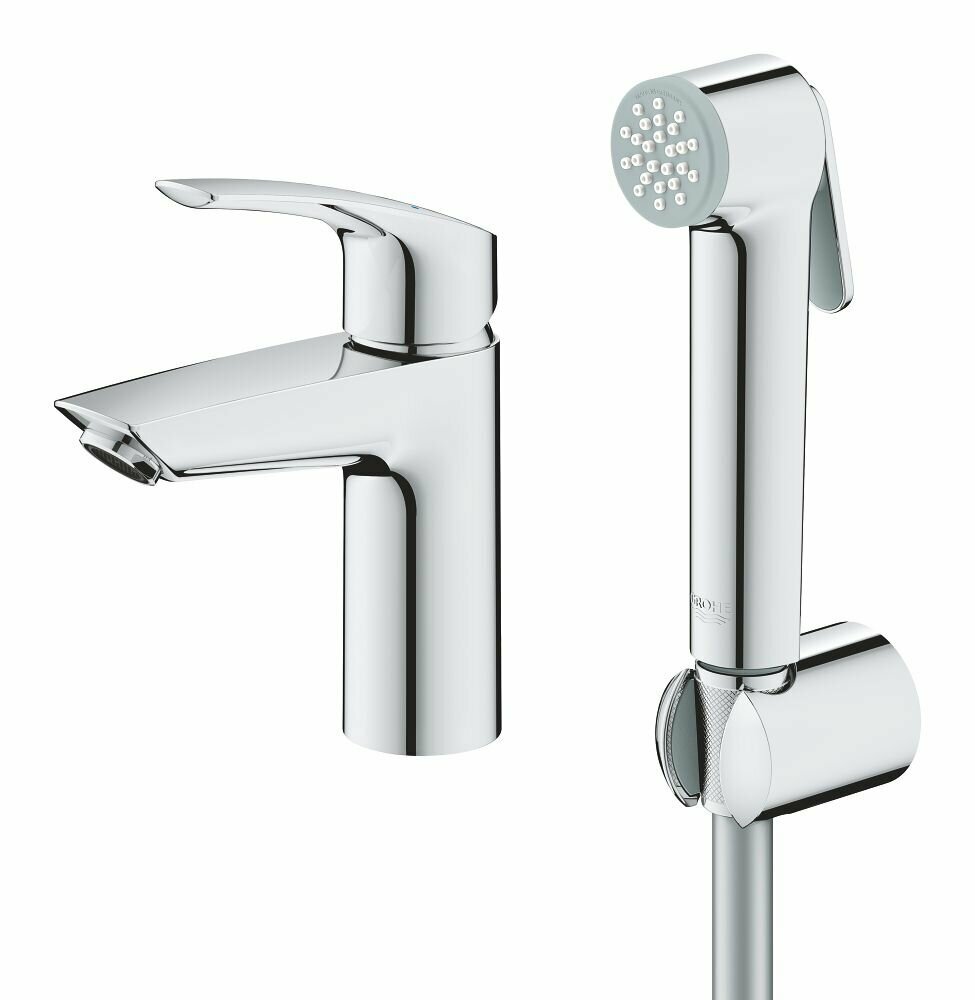 Смеситель для раковины с гигиеническим душем Grohe Eurosmart хром