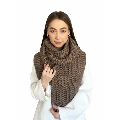фото Шарф ,190х25 см, универсальный, бежевый, коричневый hangzhou weihe trade co., ltd