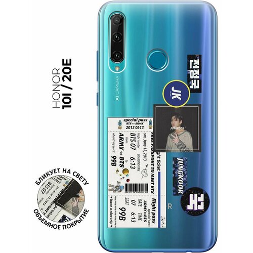 Силиконовый чехол с принтом BTS Stickers для Honor 10i / 20e / Хонор 10 ай / 20е защитный чехол на honor 10i 20e хонор 10 ай 20е прозрачный