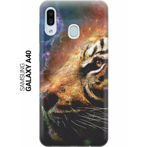 ультратонкий силиконовый чехол накладка для samsung galaxy s5 с принтом космический тигр Ультратонкий силиконовый чехол-накладка для Samsung Galaxy A40 с принтом Космический тигр