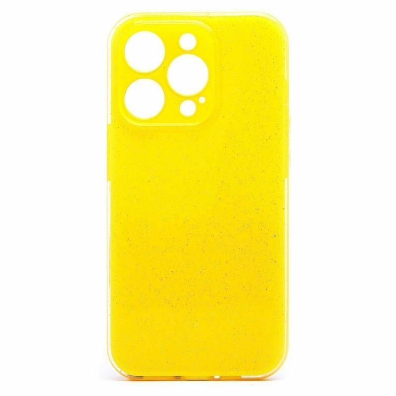 Чехол для iPhone 14 Pro силиконовый с блестками №3 <желтый>