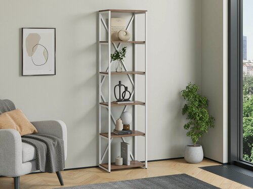 Изображение товара Стеллаж Айсберг Лофт 40/6 / Белый/ с полками дуб крафт табак/ Для дачи/ для дома/ для книг/ в офис