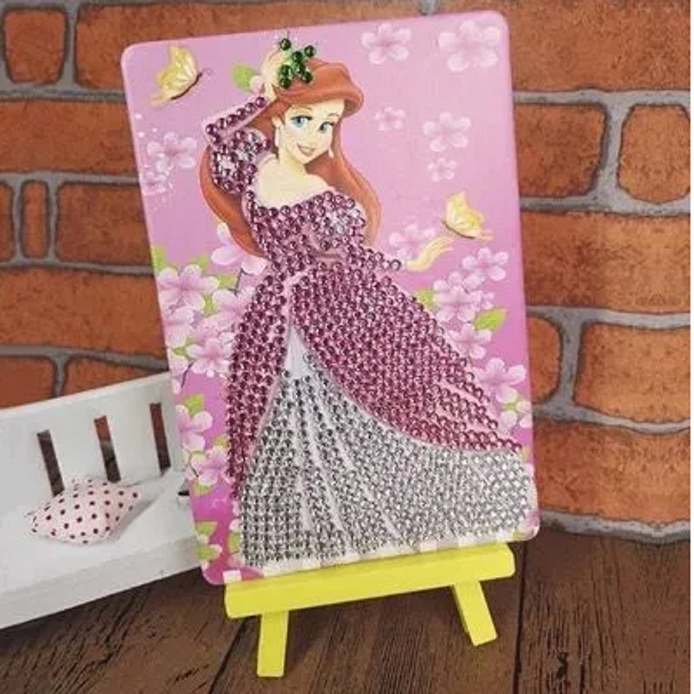 Алмазная мозаика / вышивка / живопись /Disney, Принцессы: Ариэль, на подставке, для детей, 10х15 см