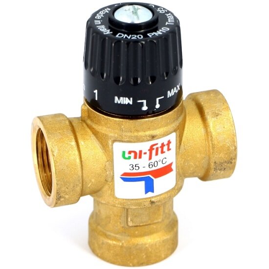 Клапан Uni-fitt В 3/4" термосмесительный 35-60°С, смешение боковое, латунный, шт