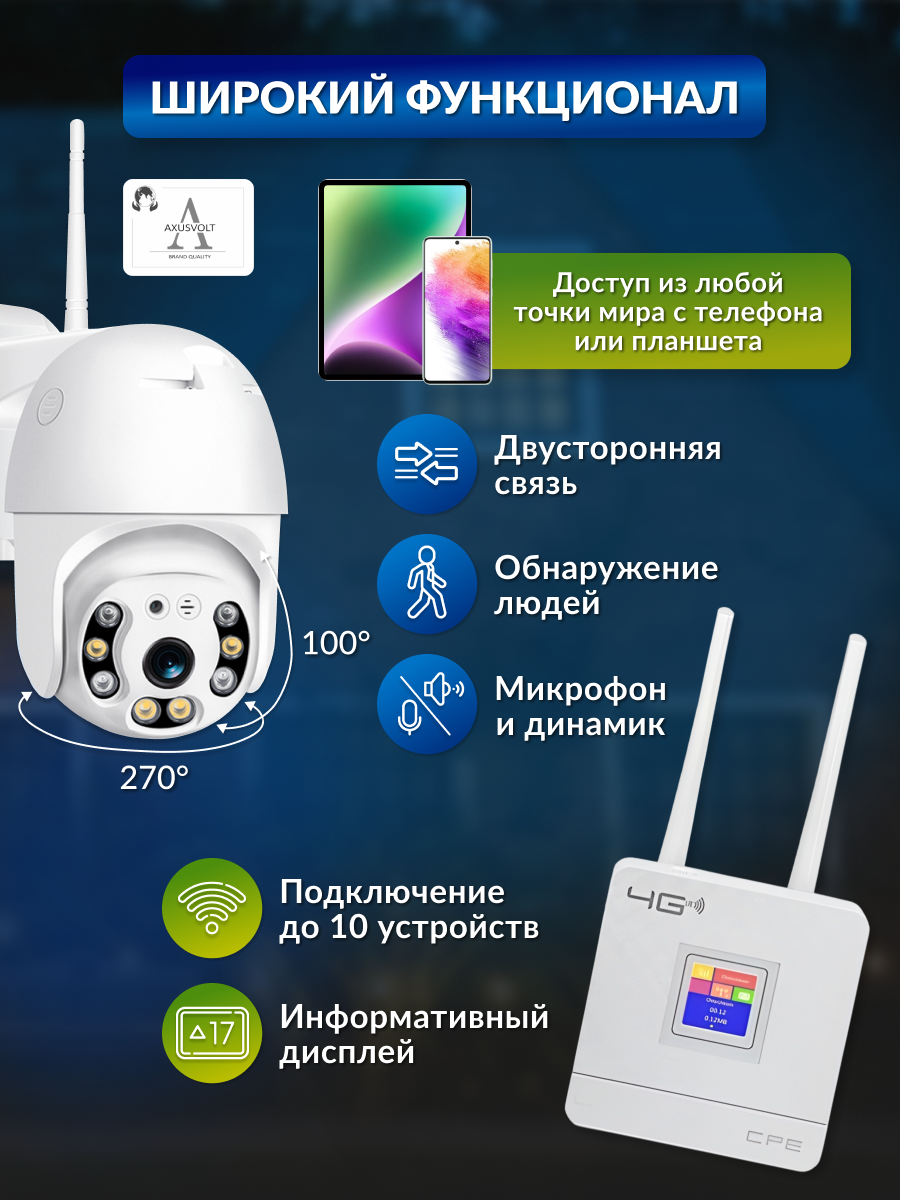 Комплект Wi-Fi камеры и роутера с поддержкой 4G iCSee ночное видение функция домофон