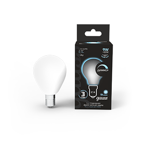 Gauss Лампа Filament Шар 9W 610lm 4100К Е14 milky диммируемая LED