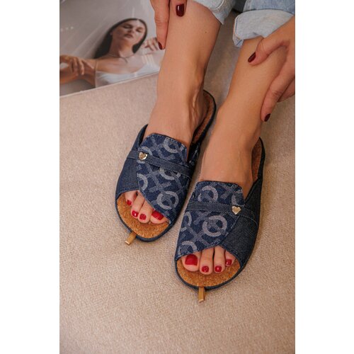 фото Тапочки valori пробковая стелька, размер 36, синий