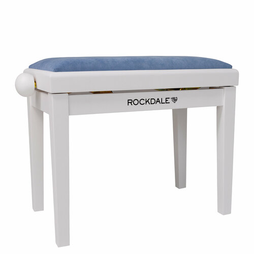 ROCKDALE RHAPSODY 131 SV WHITE ROYAL BLUE деревянная банкетка с регулировкой высоты, цвет корпуса белый матовый, сиденье вельвет скамейки и банкетки rockdale rhapsody 131 sv white royal blue