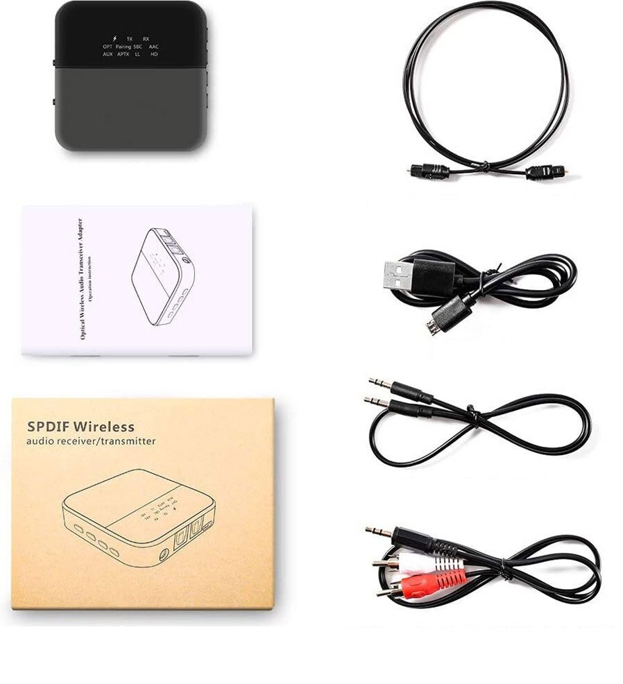 Адаптер Bluetooth Трансмиттер Ресивер (приёмник/передатчик аудио) Optical, TosLink, SPDIF, AUX. (CSR8675 AptX) B20 для двух наушников. — фото 6