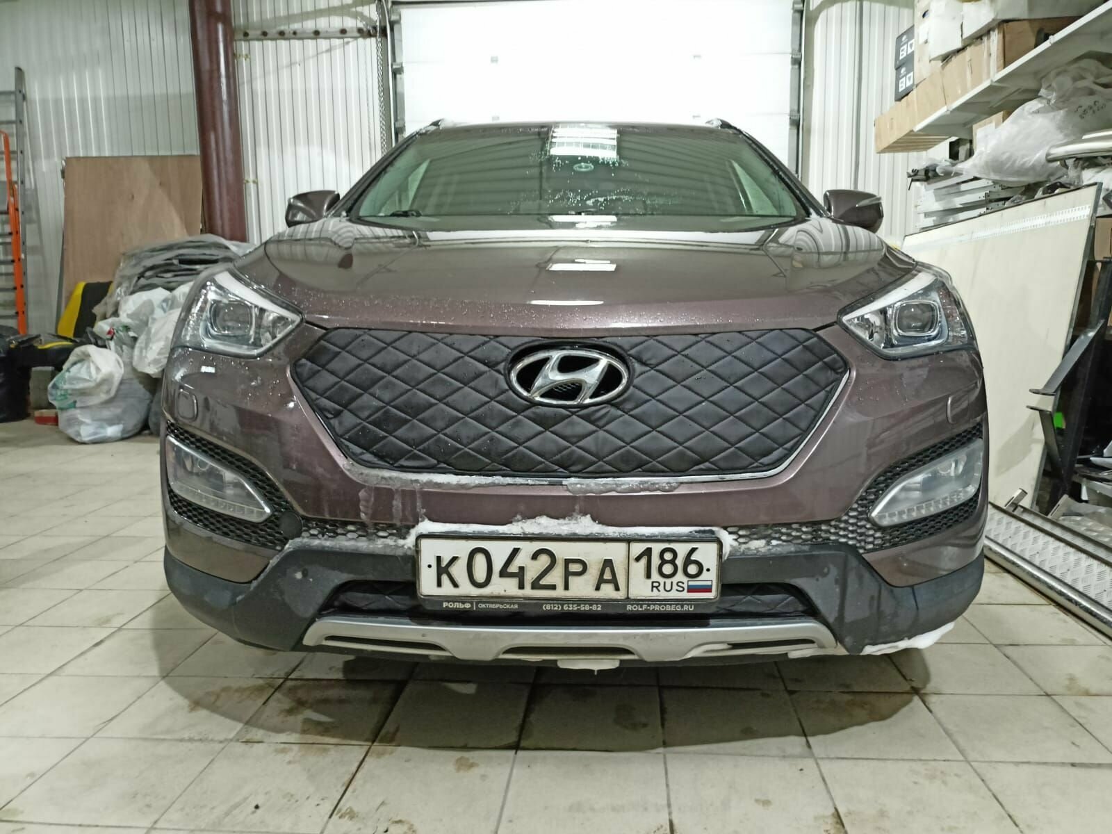 Утеплитель радиатора для Hyundai Santa Fe 2015 -2018 III Рестайлинг Комплект Ромбы