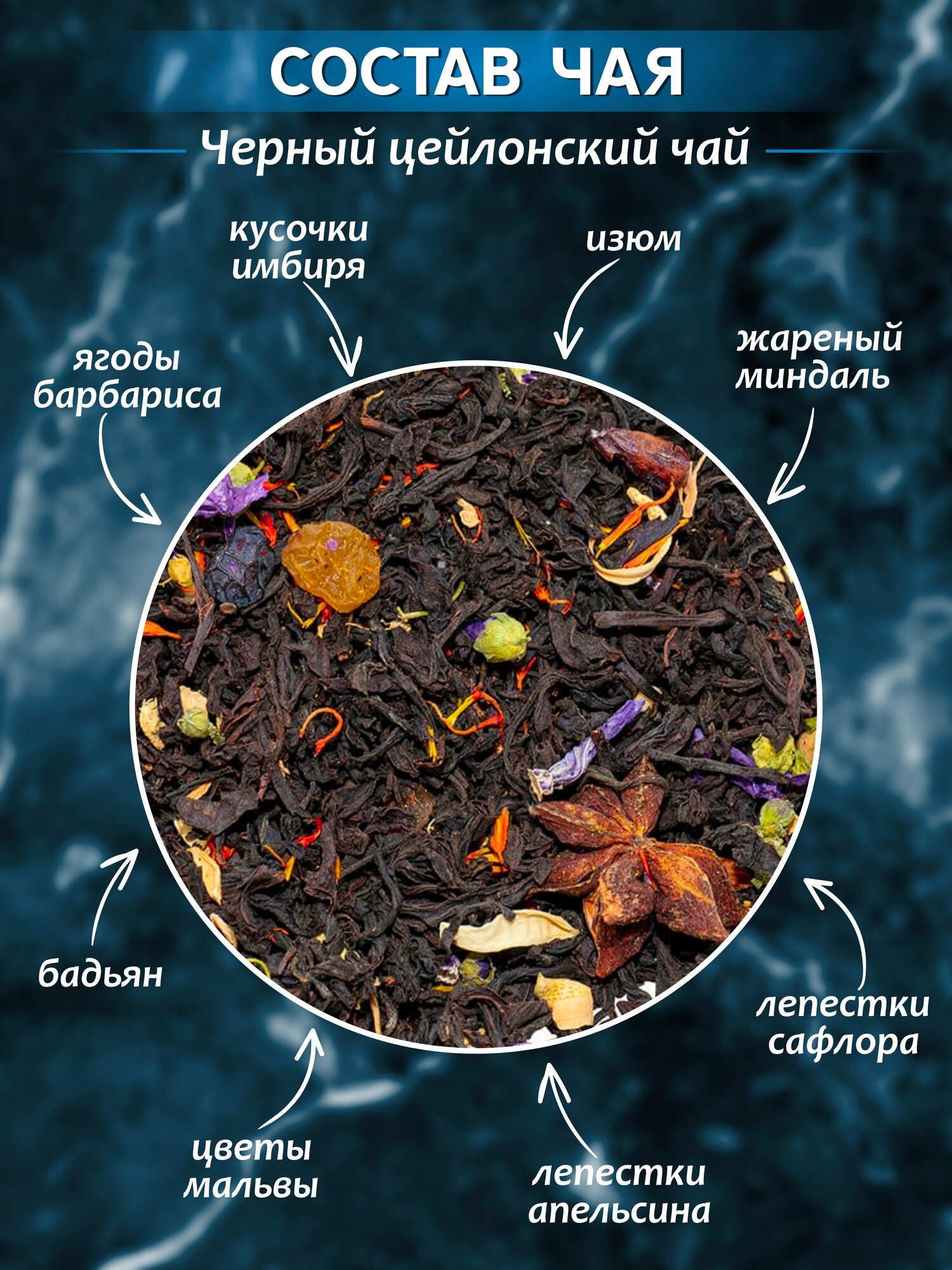 Чай черный с натуральными добавками "Персидская ночь", 100 г - фотография № 2