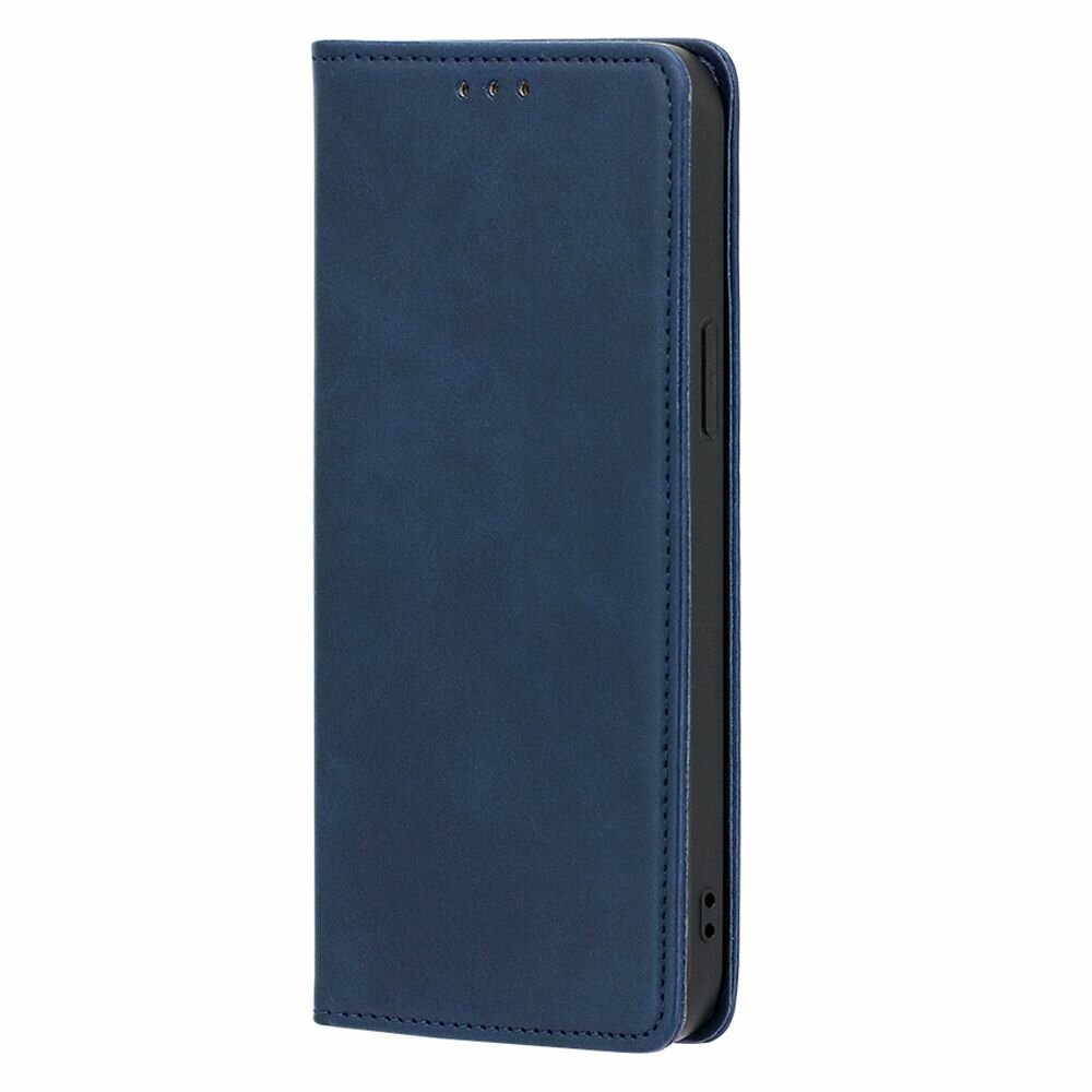 Чехол-книжка MyPads для Sony Xperia 1 V / Сони Xperia 1 V, Телячья кожа, закрывающаяся на магнит, синий