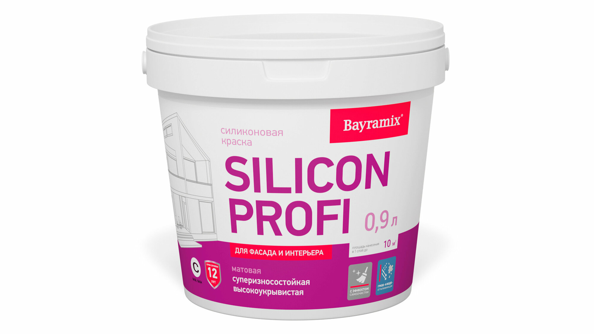 Краска фасадная, силиконовая, Bayramix Silicon Profi База С, бесцветная 0,9 л (только колеровка)